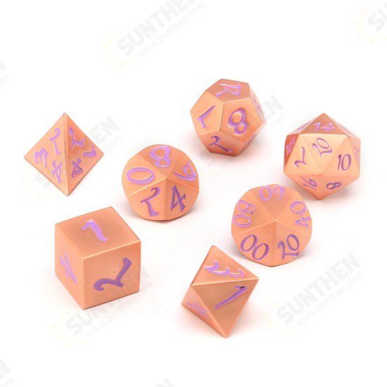 7Pcs Antique Metal Polyhedral Dice Role Playing Game Dices Heavy Duty With Bag