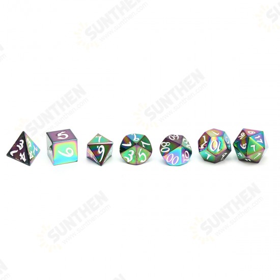 7Pcs Antique Metal Polyhedral Dices Set Role Playing Game Gadget With Bag