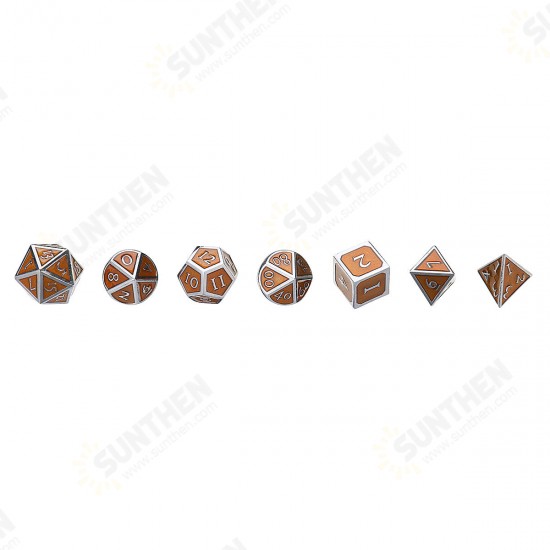 7Pcs Antique Metal Polyhedral Dices With Bag Copper Color For Dungeons Dragons Game