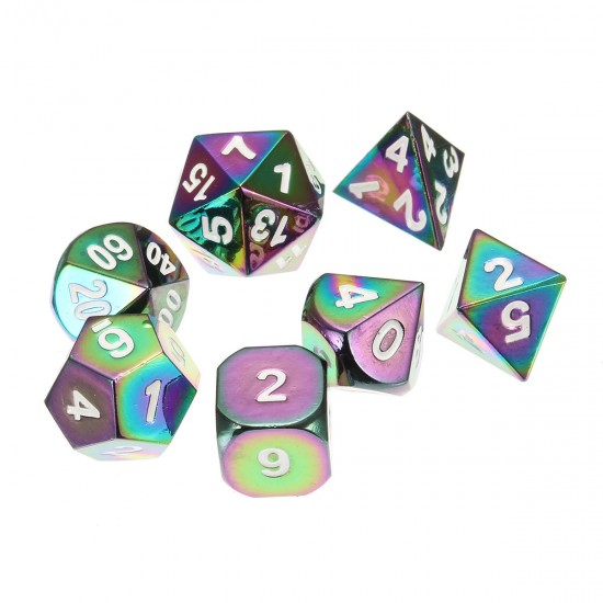7Pcs Colorful Zinc Alloy Polyhedral Dice Set Board Game Multisided Dices Gadget