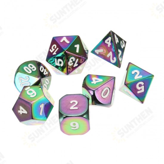 7Pcs Colorful Zinc Alloy Polyhedral Dice Set Board Game Multisided Dices Gadget