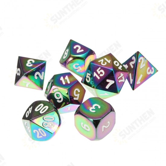 7Pcs Colorful Zinc Alloy Polyhedral Dice Set Board Game Multisided Dices Gadget