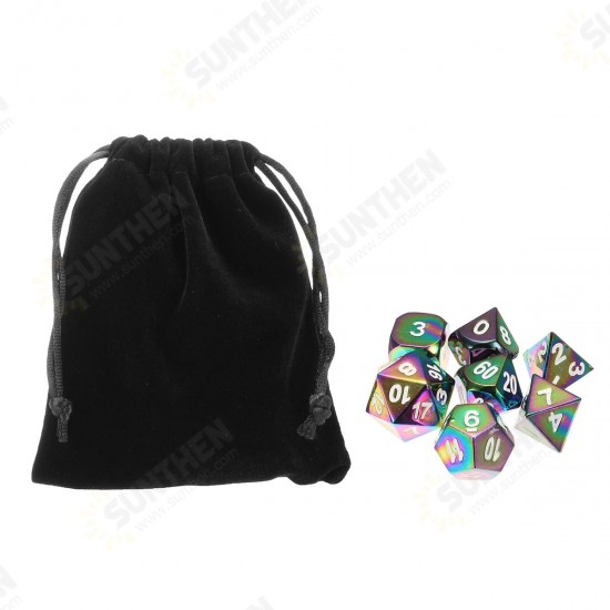 7Pcs Colorful Zinc Alloy Polyhedral Dice Set Board Game Multisided Dices Gadget