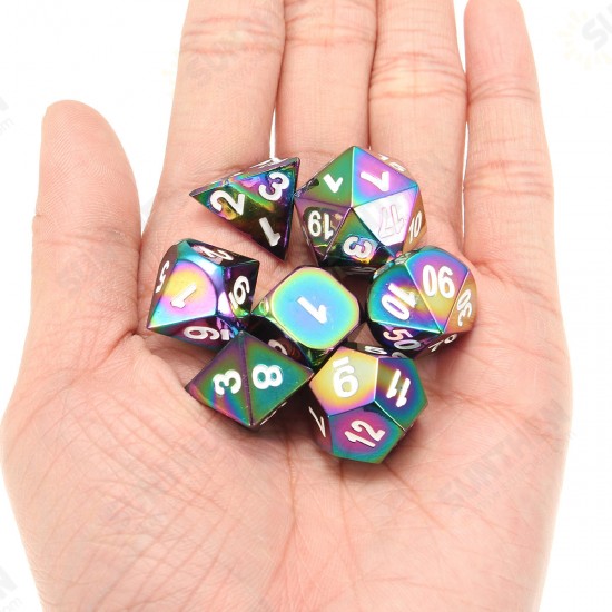 7Pcs Colorful Zinc Alloy Polyhedral Dice Set Board Game Multisided Dices Gadget