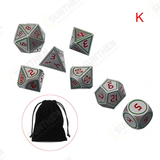 7Pcs Double Color Polyhedral Metal Game Dices Kit Children Digital Education Number Dices Entertianment Game Props For DnD TPRG