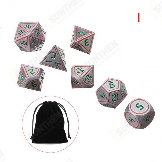 7Pcs Double Color Polyhedral Metal Game Dices Kit Children Digital Education Number Dices Entertianment Game Props For DnD TPRG