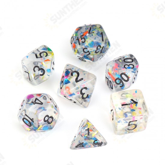 7Pcs Galaxy Polyhedral Dice Resin Mirror Dices Set Role Playing Board Party Table Game Gift