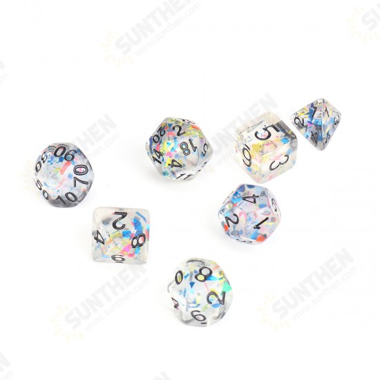 7Pcs Galaxy Polyhedral Dice Resin Mirror Dices Set Role Playing Board Party Table Game Gift