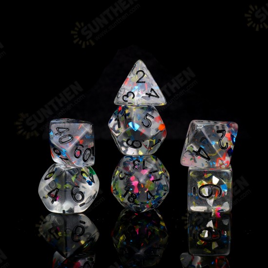 7Pcs Galaxy Polyhedral Dice Resin Mirror Dices Set Role Playing Board Party Table Game Gift