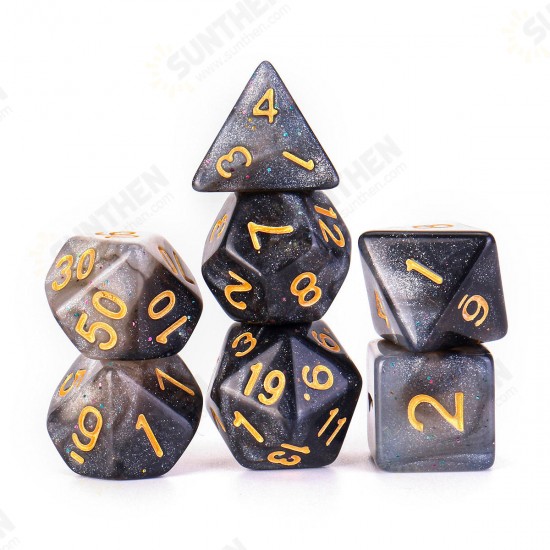 7Pcs Galaxy Polyhedral Dices For Dungeons Dragons Games D20 D12 D10 D8 D6 D4 +Bag