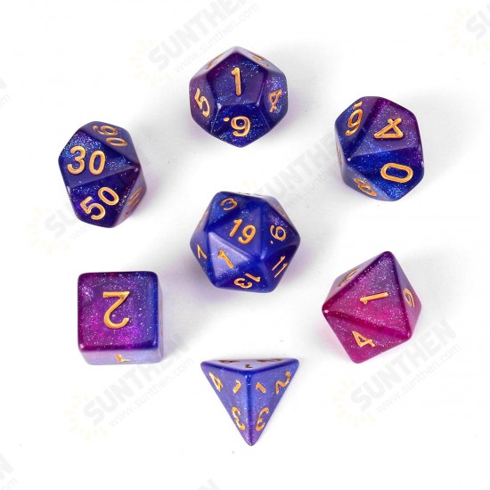 7Pcs Galaxy Polyhedral Dices For Dungeons Dragons Games D20 D12 D10 D8 D6 D4 +Bag