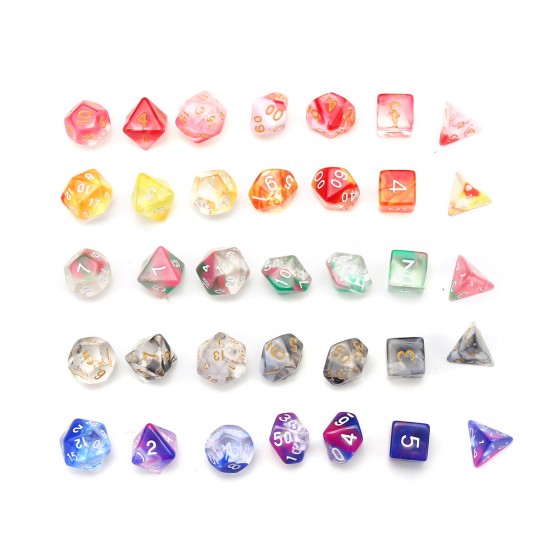 7Pcs Glitter Clear Polyhedral Dice Resin Dices Set Role Playing Board Party Table Game Gift