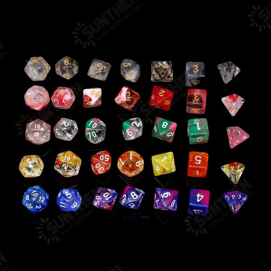 7Pcs Glitter Clear Polyhedral Dice Resin Dices Set Role Playing Board Party Table Game Gift