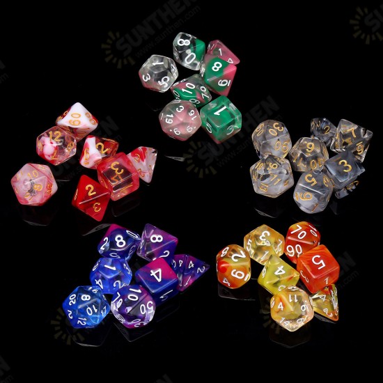 7Pcs Glitter Clear Polyhedral Dice Resin Dices Set Role Playing Board Party Table Game Gift