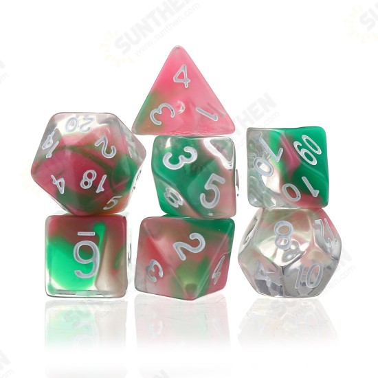 7Pcs Glitter Clear Polyhedral Dice Resin Dices Set Role Playing Board Party Table Game Gift