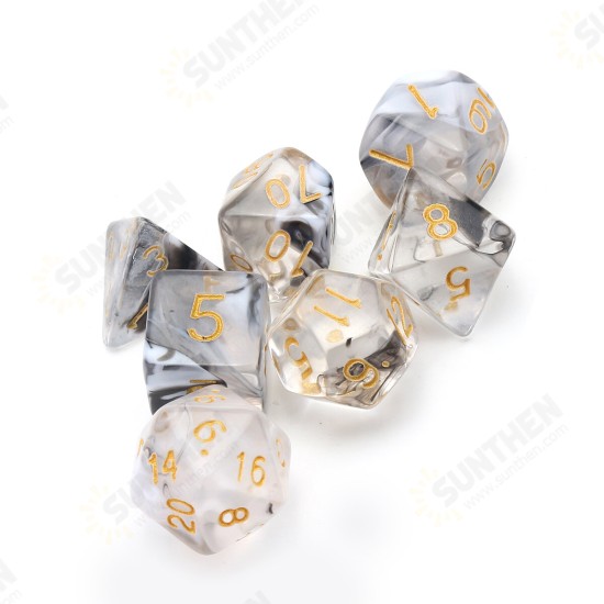 7Pcs Glitter Clear Polyhedral Dice Resin Dices Set Role Playing Board Party Table Game Gift