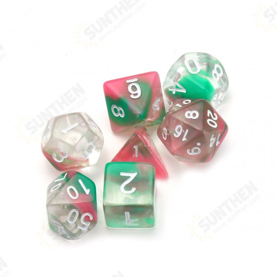 7Pcs Glitter Clear Polyhedral Dice Resin Dices Set Role Playing Board Party Table Game Gift