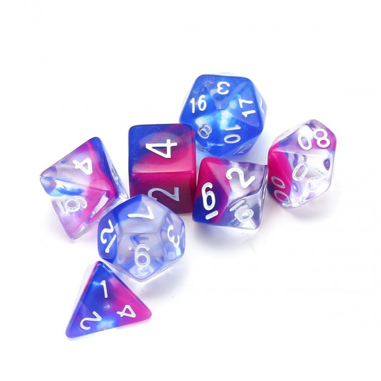 7Pcs Glitter Clear Polyhedral Dice Resin Dices Set Role Playing Board Party Table Game Gift