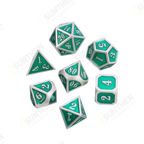 7Pcs Heavy Duty Metal Polyhedral Dices Set Multisided Dice Antique RPG Role Playing Game Dices