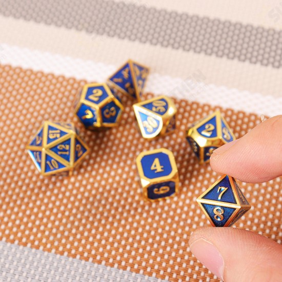 7Pcs Heavy Duty Metal Polyhedral Dices Set Multisided Dice Antique RPG Role Playing Game Dices