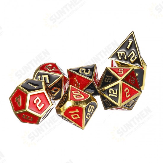 7Pcs Metal Polyhedral Dices Set Role Playing D & D Dungeons and Dragons Dice Party Table Games with Carrying Bag