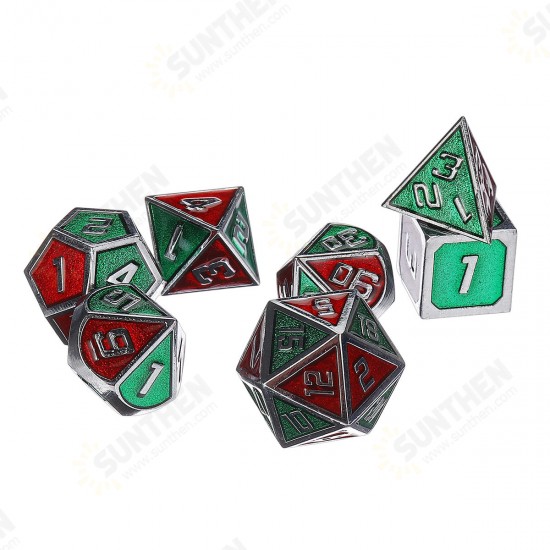 7Pcs Metal Polyhedral Dices Set Role Playing D & D Dungeons and Dragons Dice Party Table Games with Carrying Bag