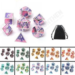 7Pcs Mixed Color Polyhedral Dice Metal RPG Dices Set with Velvet Bag Dungeons and Dragon Black Table Games Zinc Alloy Math Teaching 7Pcs Mixed Color Polyhedral Dice Metal RPG Dices Set with Velvet Bag Dungeons and Dragon Black Table Games Zinc Alloy Math Teaching
