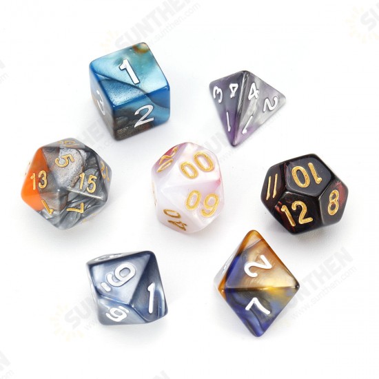 7Pcs Polyhedral Dices Double-Color For Role Playing Game Dice Set With Storage Bag