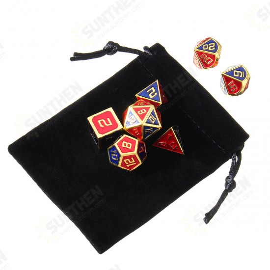 7Pcs Polyhedral Dices Set for Dungeons Dragons D20 D12 D10 D8 D6 D4 Games +Storage Pouches Bag