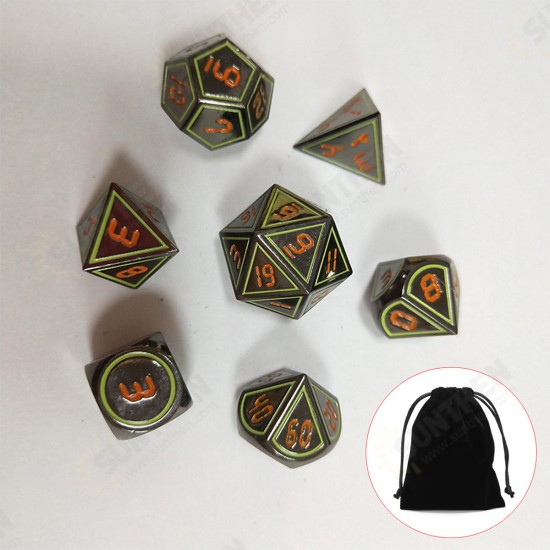 7Pcs Set Antique Metal Polyhedral Dices DND RPG MTG Role Playing Game