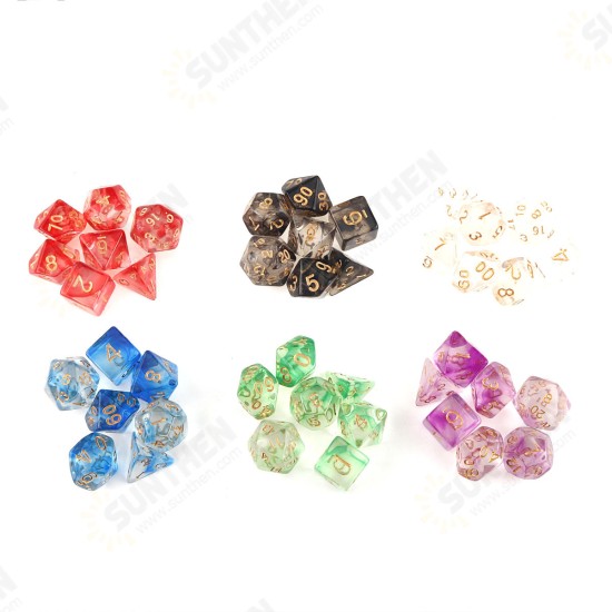 7Pcs Transparent Polyhedral Dices Multi-sided Dice