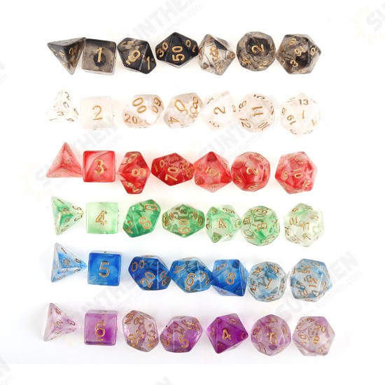 7Pcs Transparent Polyhedral Dices Multi-sided Dice