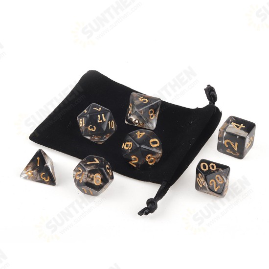 7Pcs Transparent Polyhedral Dices Multi-sided Dice