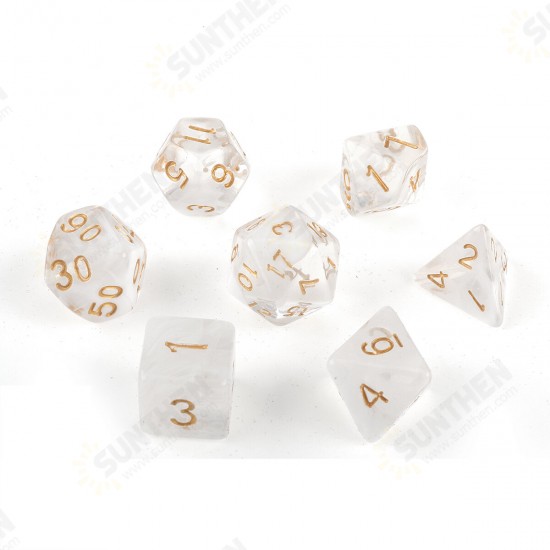 7Pcs Transparent Polyhedral Dices Multi-sided Dice