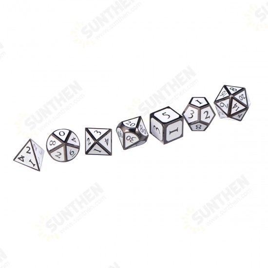 7Pcs Zinc Alloy Enamel Dices Set Polyhedral Solid Metal Dice Role Playing Game Dice Gadget RPG