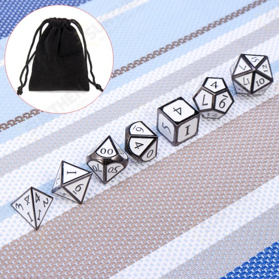 7Pcs Zinc Alloy Enamel Dices Set Polyhedral Solid Metal Dice Role Playing Game Dice Gadget RPG