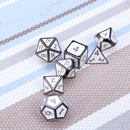 7Pcs Zinc Alloy Enamel Dices Set Polyhedral Solid Metal Dice Role Playing Game Dice Gadget RPG