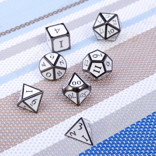 7Pcs Zinc Alloy Enamel Dices Set Polyhedral Solid Metal Dice Role Playing Game Dice Gadget RPG