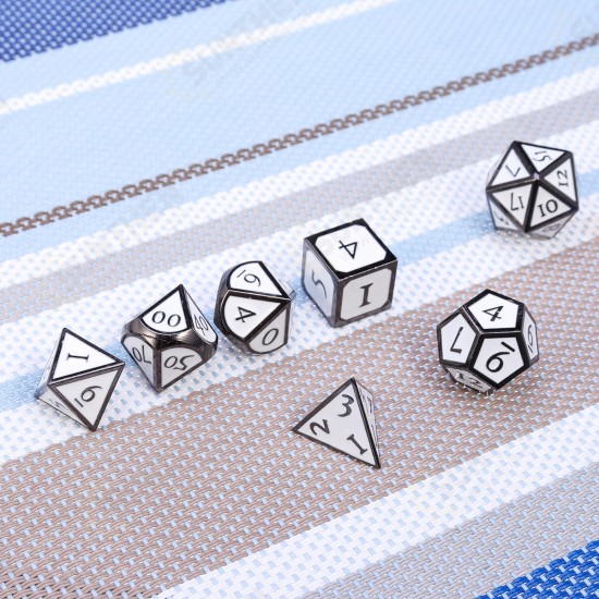 7Pcs Zinc Alloy Enamel Dices Set Polyhedral Solid Metal Dice Role Playing Game Dice Gadget RPG