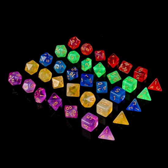 7Pcs/Set Polyhedral Dices for DND Dungeons & Dragons D20 D12 D10 D8 D6 D4 Desktop Games Dice + Black Velvet Pouch