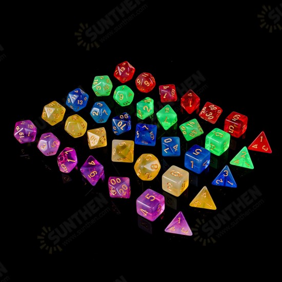 7Pcs/Set Polyhedral Dices for DND Dungeons & Dragons D20 D12 D10 D8 D6 D4 Desktop Games Dice + Black Velvet Pouch