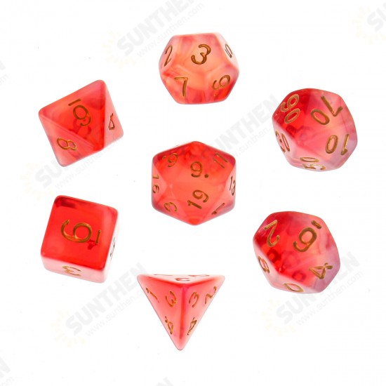 7Pcs/Set Polyhedral Dices for DND Dungeons & Dragons D20 D12 D10 D8 D6 D4 Desktop Games Dice + Black Velvet Pouch