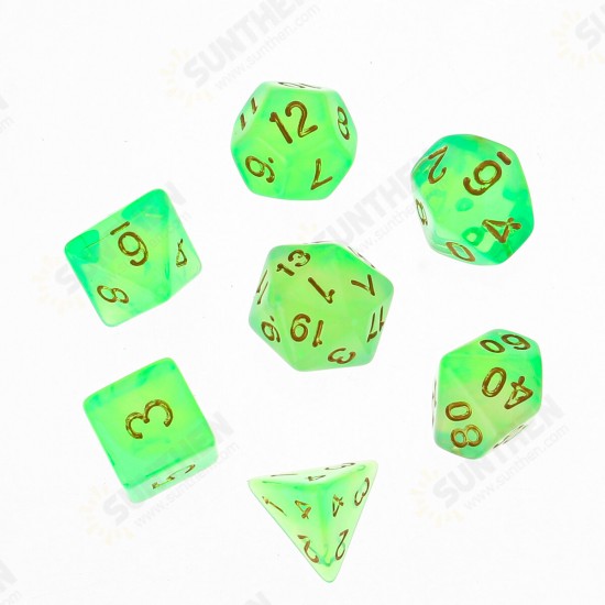 7Pcs/Set Polyhedral Dices for DND Dungeons & Dragons D20 D12 D10 D8 D6 D4 Desktop Games Dice + Black Velvet Pouch