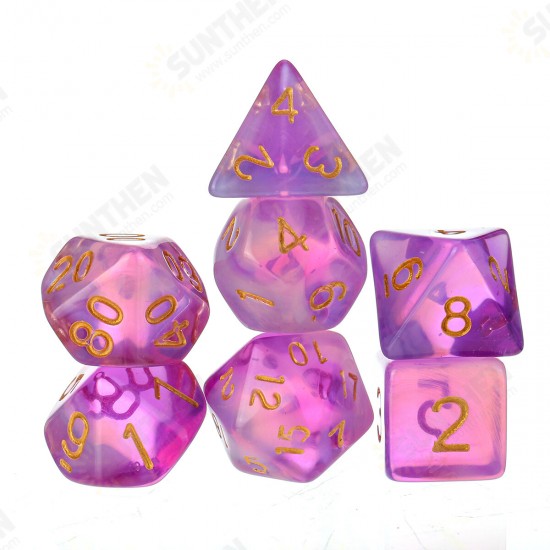 7Pcs/Set Polyhedral Dices for DND Dungeons & Dragons D20 D12 D10 D8 D6 D4 Desktop Games Dice + Black Velvet Pouch