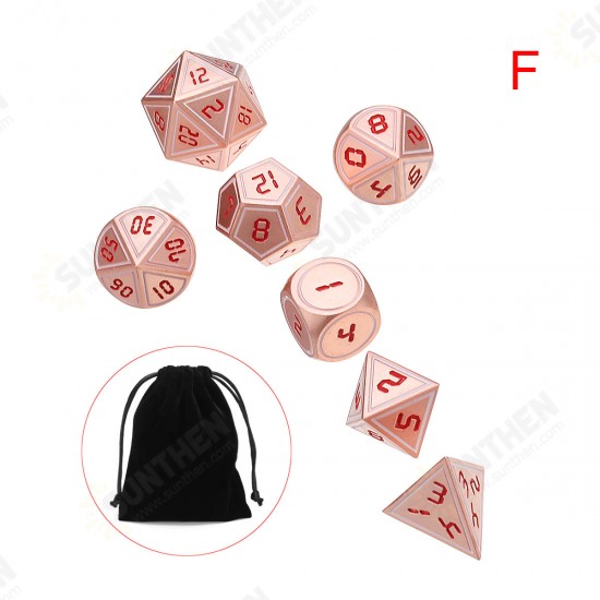 7pcs Heavy Metal Polyhedral Dices DnD RPG SET w/ Bag