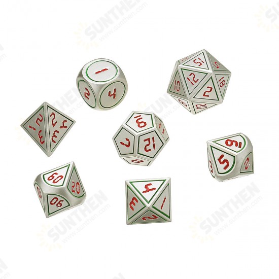 7pcs Heavy Metal Polyhedral Dices DnD RPG SET w/ Bag