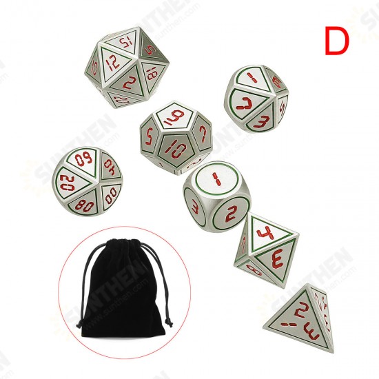 7pcs Heavy Metal Polyhedral Dices DnD RPG SET w/ Bag