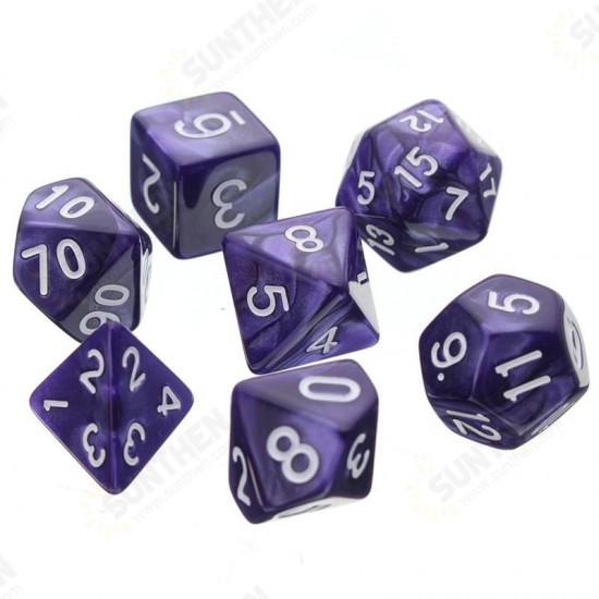 7pcs Multi-sided Polyhedral Digital Acrylic Dice Set