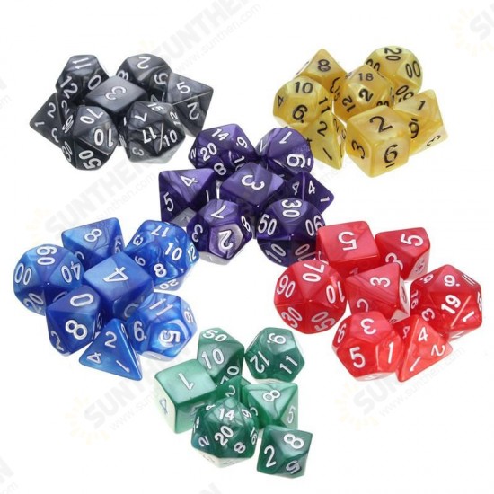 7pcs Multi-sided Polyhedral Digital Acrylic Dice Set