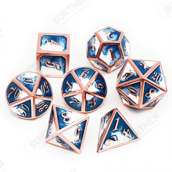 7pcs Polyhedral Dice Zinc Alloy Dice Set Heavy Duty Dices For Role Playing Game Dice Set